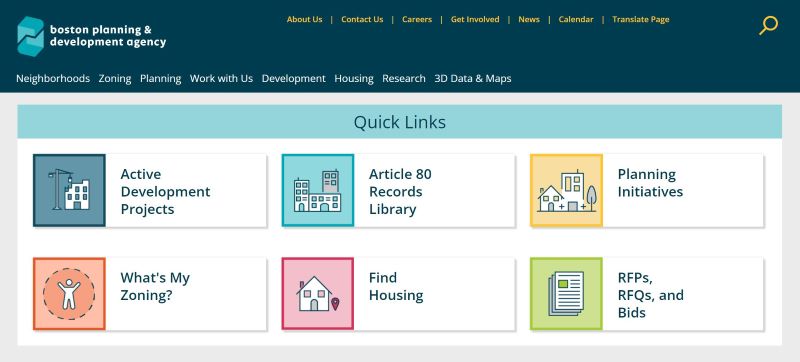 Boston Planning and Development Agency site screenshot