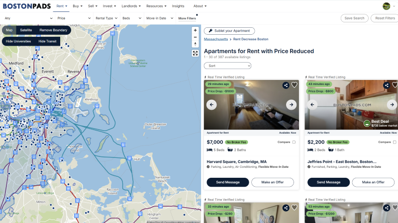 Price Reduced Apartments Boston